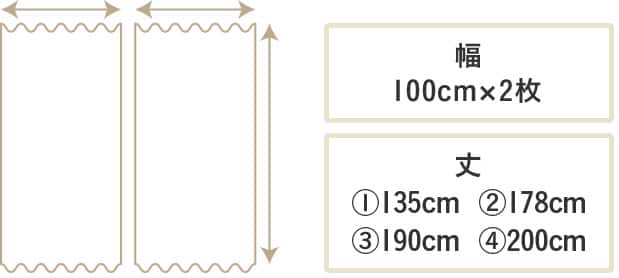 幅 100×2枚 丈 ①110cm ②135cm ③178cm ④200cm