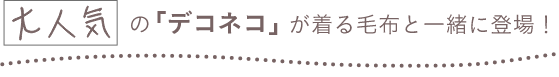 大人気の「デコネコ」が着る毛布と一緒に登場!