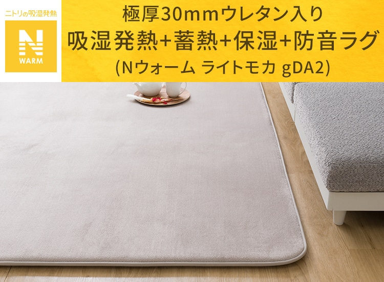 極厚30mmウレタン入り吸湿発熱+蓄熱+保湿+防音ラグ (Nウォーム ライトモカ gDA2)