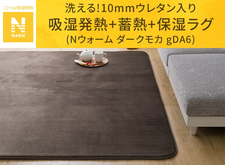 洗える!10mmウレタン入り吸湿発熱+蓄熱+保湿ラグ (Nウォーム ダークモカ gDA6)