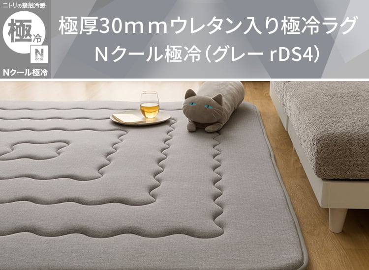 極厚30ｍｍウレタン入り極冷ラグ Ｎクール極冷（グレー rDS4）