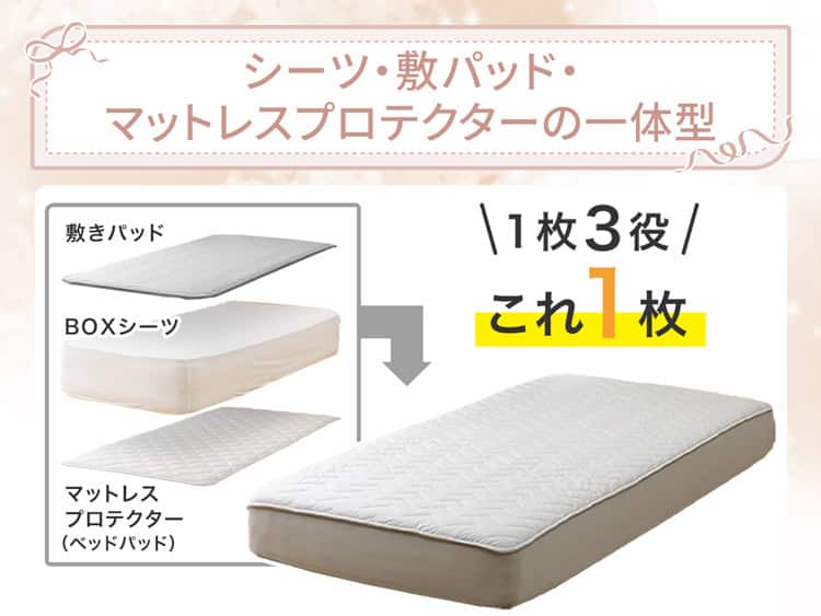 シーツ・敷パッド・マットレスプロテクターの一体型
