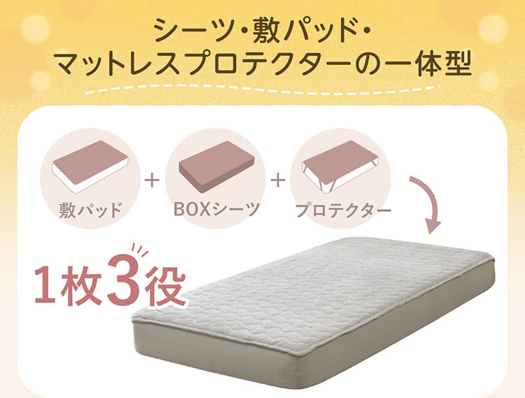 シーツ・敷パッド・マットレスプロテクターの一体型