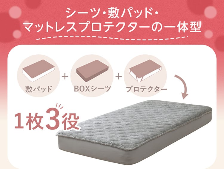 シーツ・敷パッド・マットレスプロテクターの一体型