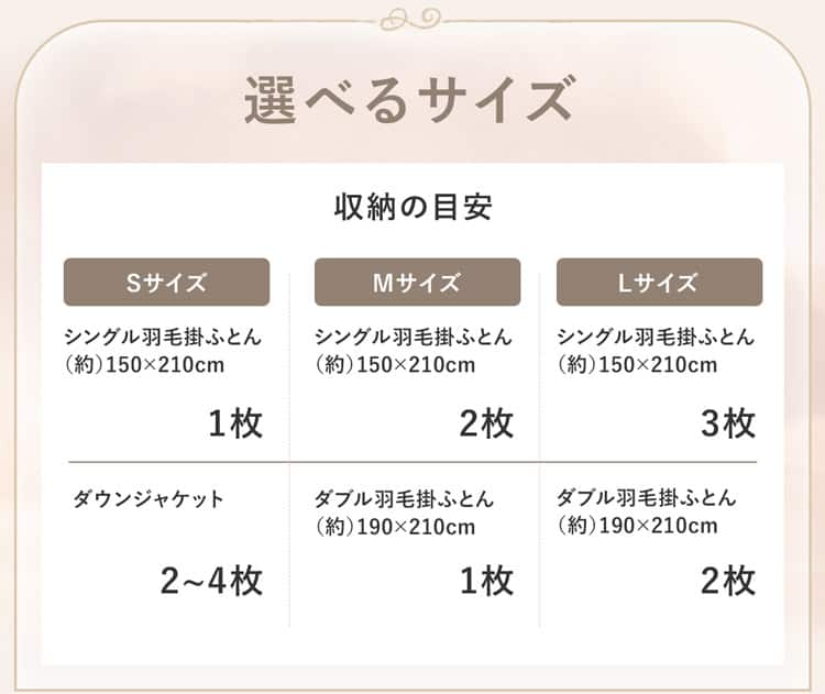 選べるサイズ