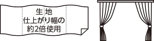 ニトリ  モニク2裏地付き グレー2倍ヒダ