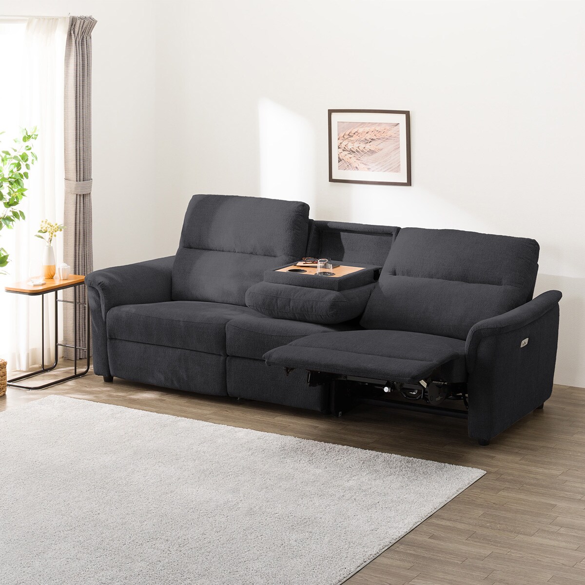 3人掛け電動リクライニングソファ+テーブルユニット 布張りタイプ