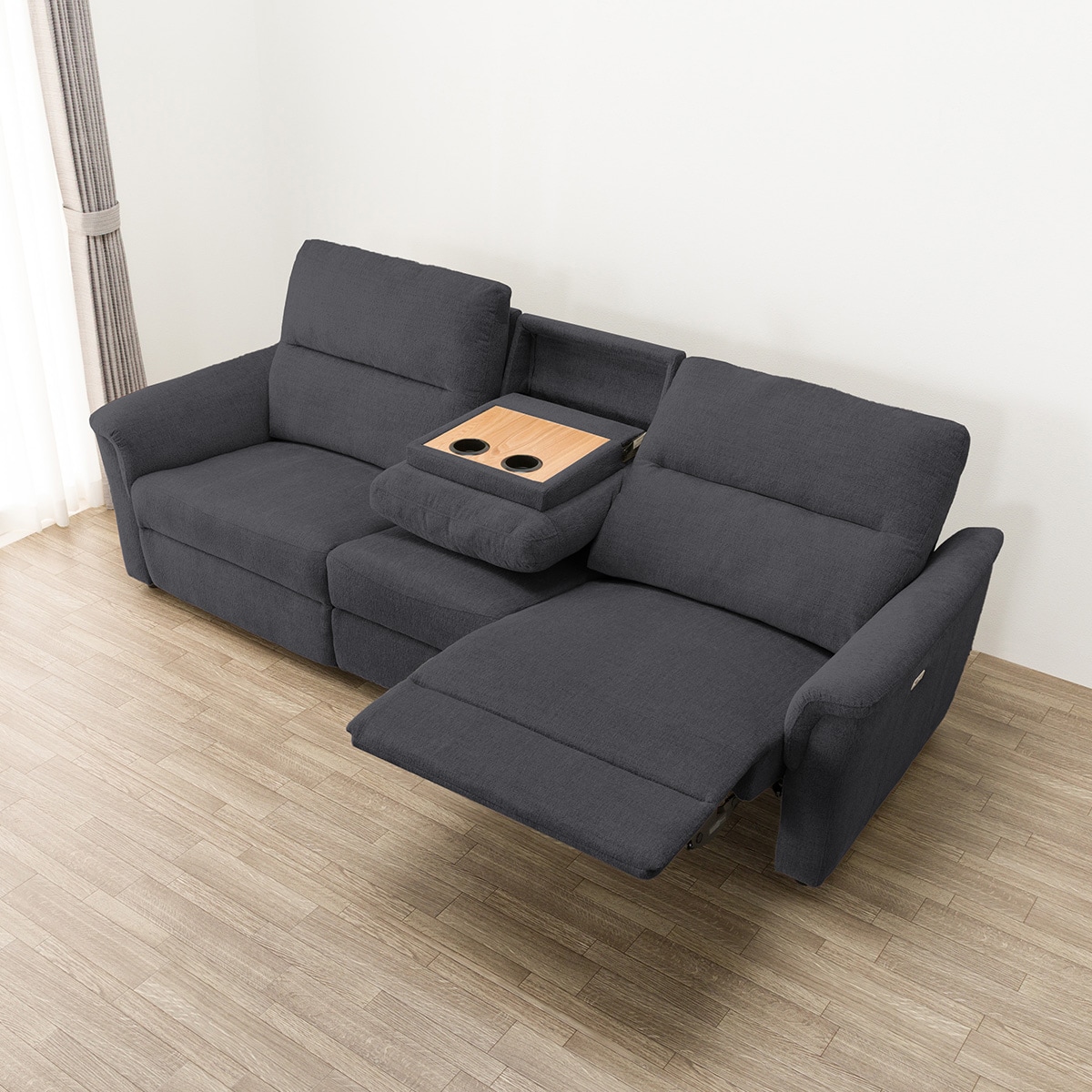 3人掛け電動リクライニングソファ＋テーブルユニットセット 布張り