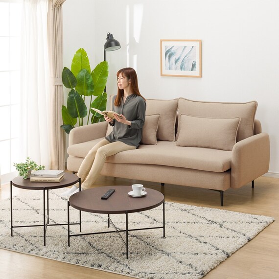 傷・汚れに強い 広い座面のゆったり 3人掛けソファ + ヘッドレスト1本セット 布張りタイプ (MS01 3P/ヘッドレスト 肘あり Nシールド BE) 15枚目画像