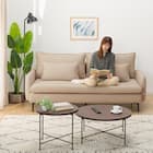 傷・汚れに強い 広い座面のゆったり 3人掛けソファ + ヘッドレスト1本セット 布張りタイプ (MS01 3P/ヘッドレスト 肘あり Nシールド BE) 16枚目画像