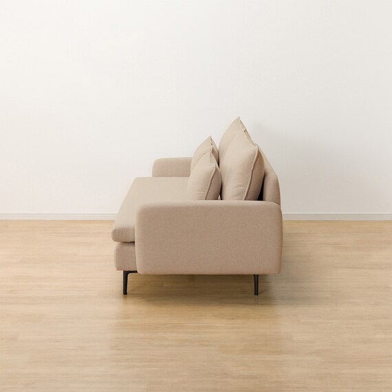 傷・汚れに強い 広い座面のゆったり 3人掛けソファ + ヘッドレスト1本セット 布張りタイプ (MS01 3P/ヘッドレスト 肘あり Nシールド BE) 21枚目画像