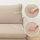 傷・汚れに強い 広い座面のゆったり 3人掛けソファ + ヘッドレスト1本セット 布張りタイプ (MS01 3P/ヘッドレスト 肘あり Nシールド BE) 24枚目画像