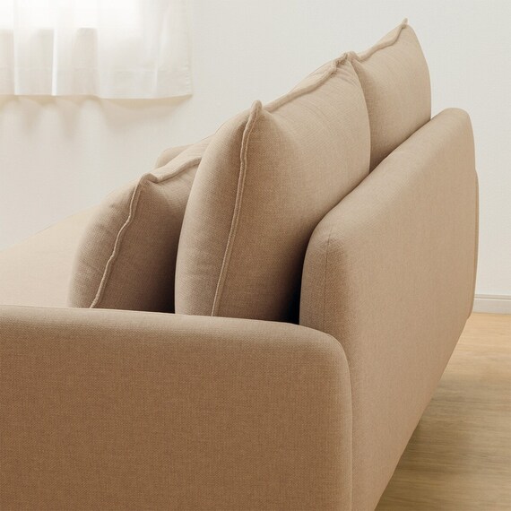 傷・汚れに強い 広い座面のゆったり 3人掛けソファ + ヘッドレスト1本セット 布張りタイプ (MS01 3P/ヘッドレスト 肘あり Nシールド BE) 26枚目画像