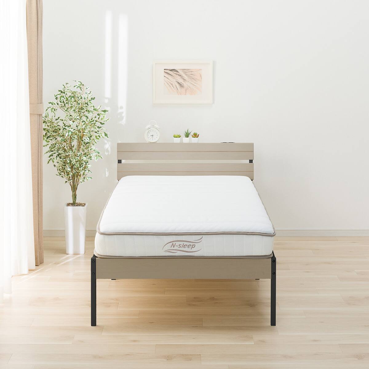 すのこベッド + マットレスセット シングル (XB101 LGY/BK / Nスリープ
