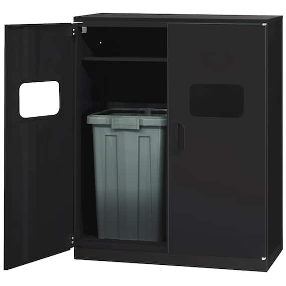 スチール書庫(ゴミ箱収納 HOS-HRTRX 天板付き AGY/BK) 2枚目画像