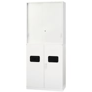 スチール書庫(上引違い戸・下ゴミ箱収納 HOS-HRTRX WH)