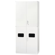 スチール書庫(上両開き戸・下ゴミ箱収納 HOS-HRTRX WH)