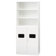 スチール書庫(上オープン・下ゴミ箱収納 HOS-HRTRX WH)
