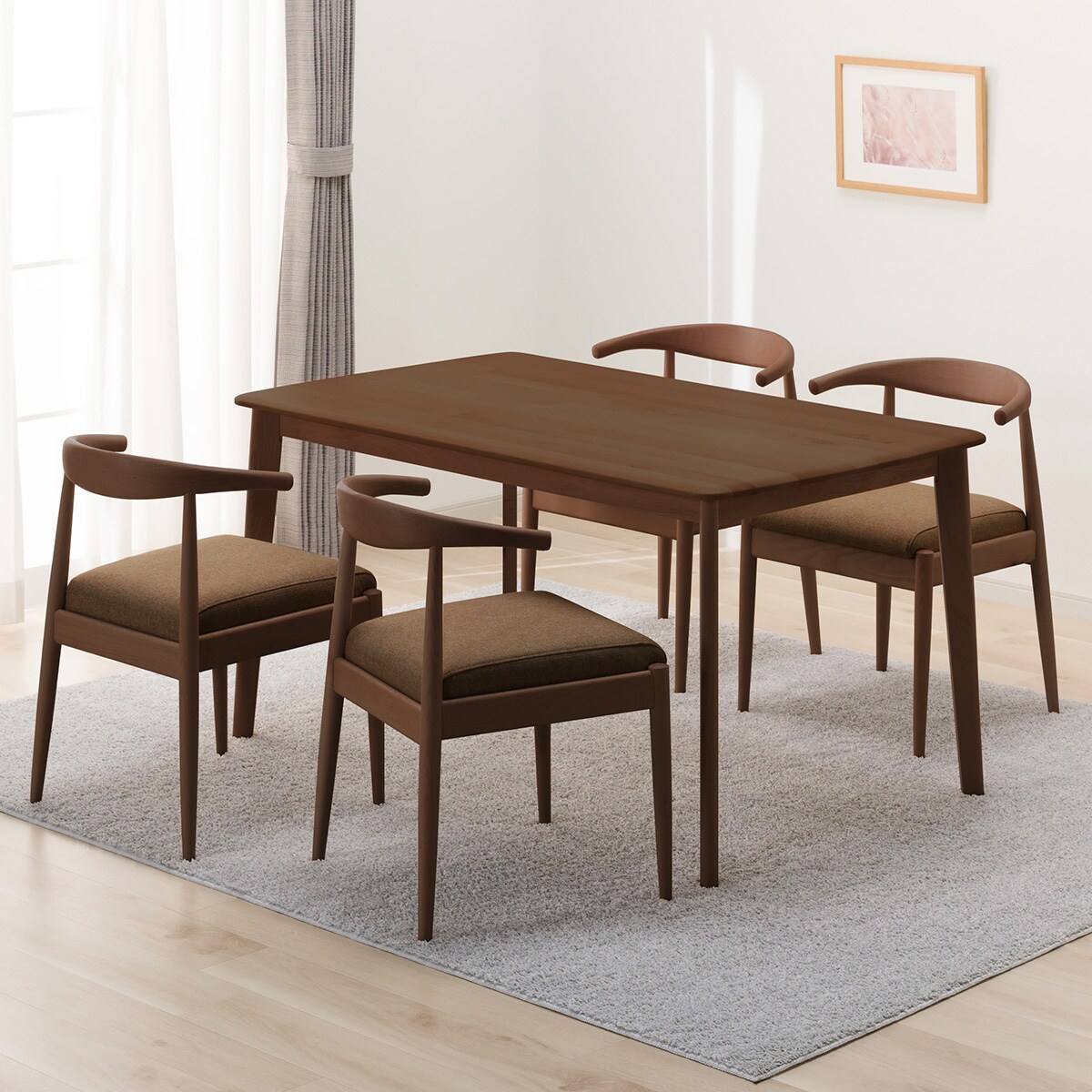 傷・汚れに強いファブリック ダイニングテーブル5点セット(T-01 135
