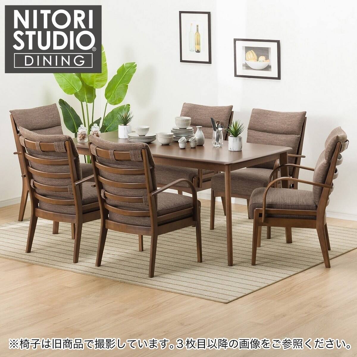 ダイニングテーブル7点セット(Nコレクション T-01 165 MBR/C-27肘付き