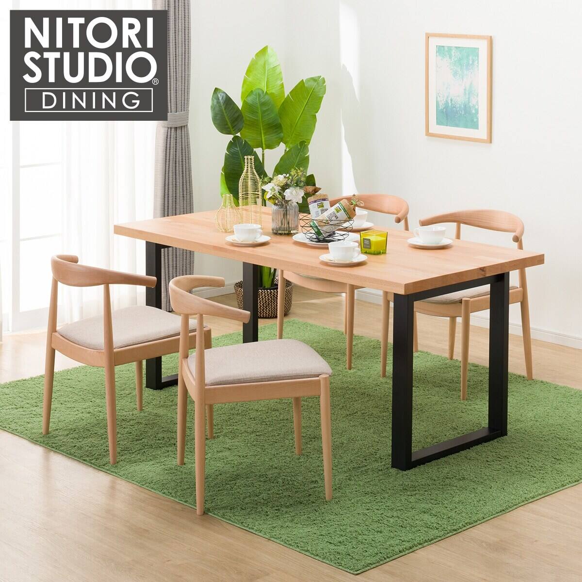 ダイニングテーブル5点セット(Nコレクション T-06U 150MBR/BK/C-01D BK