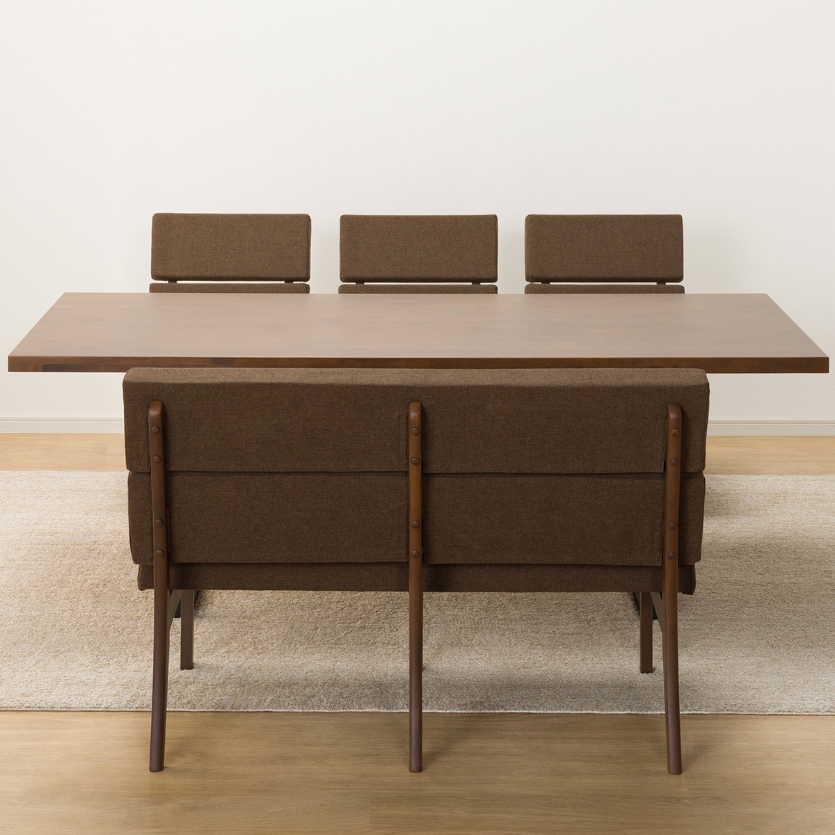 ダイニングテーブル5点セット(T-06U 165MBR/C-07 MBR/AQ-BR) ニトリ ダイニングテーブル5点セット (NコレクションT-06U 165 MBR