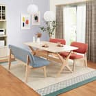 リビングダイニングテーブル4点セット(リラックスワイド 160 WW/1Pチェア2 WW/OR/2Pチェア2 WW/TBL) 1枚目画像