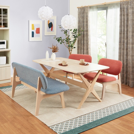 リビングダイニングテーブル4点セット(リラックスワイド 160 WW/1Pチェア2 WW/OR/2Pチェア2 WW/TBL) 1枚目画像