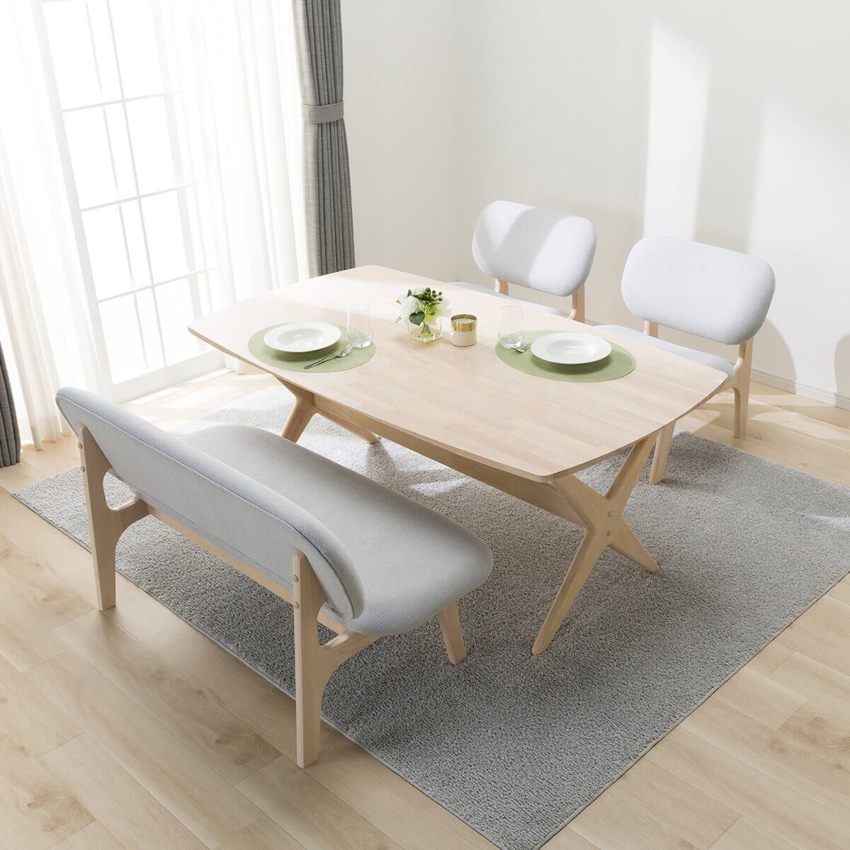 ⭐︎美品⭐︎ニトリ　リラックスワイドダイニング4点セット ニトリ（NITORI） リビングダイニングテーブル4点セット(LDリラックス