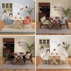 リビングダイニング3点セット(リラックスワイド120 WN-MBR/1Pチェア2 MBR/GY) 26枚目画像