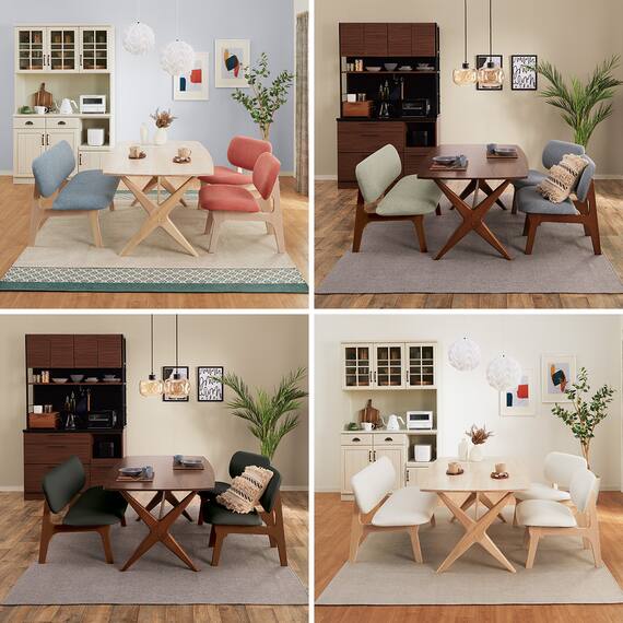 リビングダイニング3点セット(リラックスワイド120 WN-MBR/1Pチェア2 MBR/GY) 26枚目画像