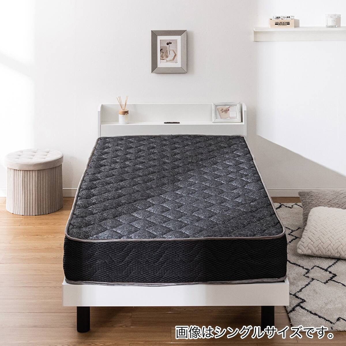 セミシングルショート マットレス付き棚付きすのこベッド (MRS セミシングルショート マットレス付き棚付きすのこベッド (MRS