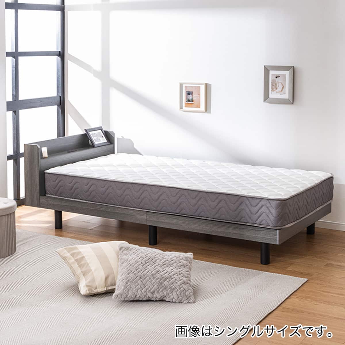 シングルマットレス×2、すのこ×2 シングル マットレス付き脚付きすのこベッド (SRN2 ナチュラル / SLT01