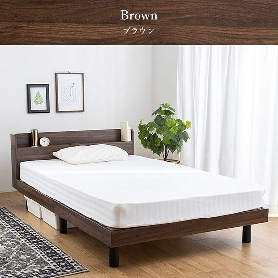 シングル マットレス付き棚付きすのこベッド (MRS ブラウン / SLT01) 3枚目画像