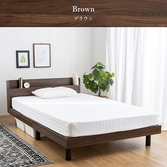 シングル マットレス付き棚付きすのこベッド (MRS ブラウン / SLT01) 3枚目画像