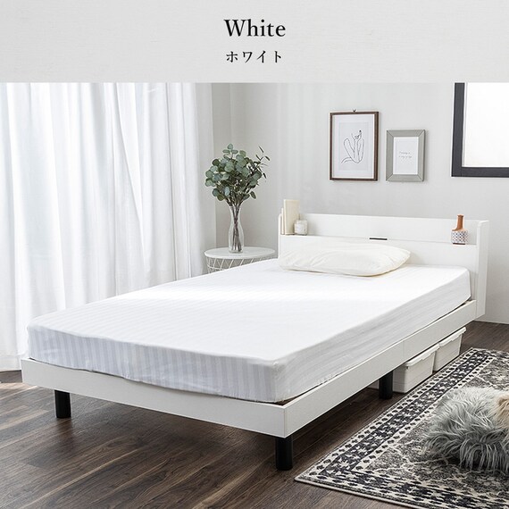 シングル マットレス付き棚付きすのこベッド (MRS ホワイト / SLT01) 3枚目画像