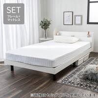 シングル 棚付きすのこベッドとマットレスセット (MRS ホワイト / NPR ボンネルコイル)