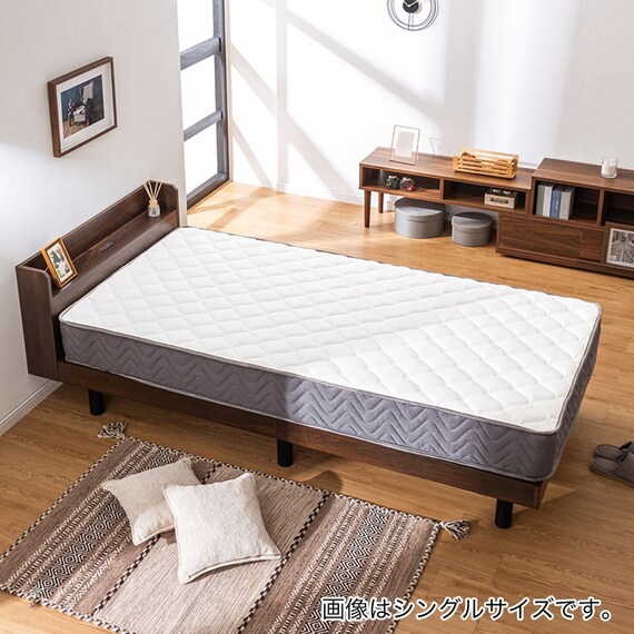 セミダブル マットレス付き棚付きすのこベッド (MRS ブラウン / SLT01) 2枚目画像