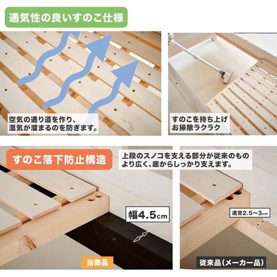 永く使える安心・頑丈二段ベッドマットレスセット(SK01WW/NA/RS03X) 9枚目画像