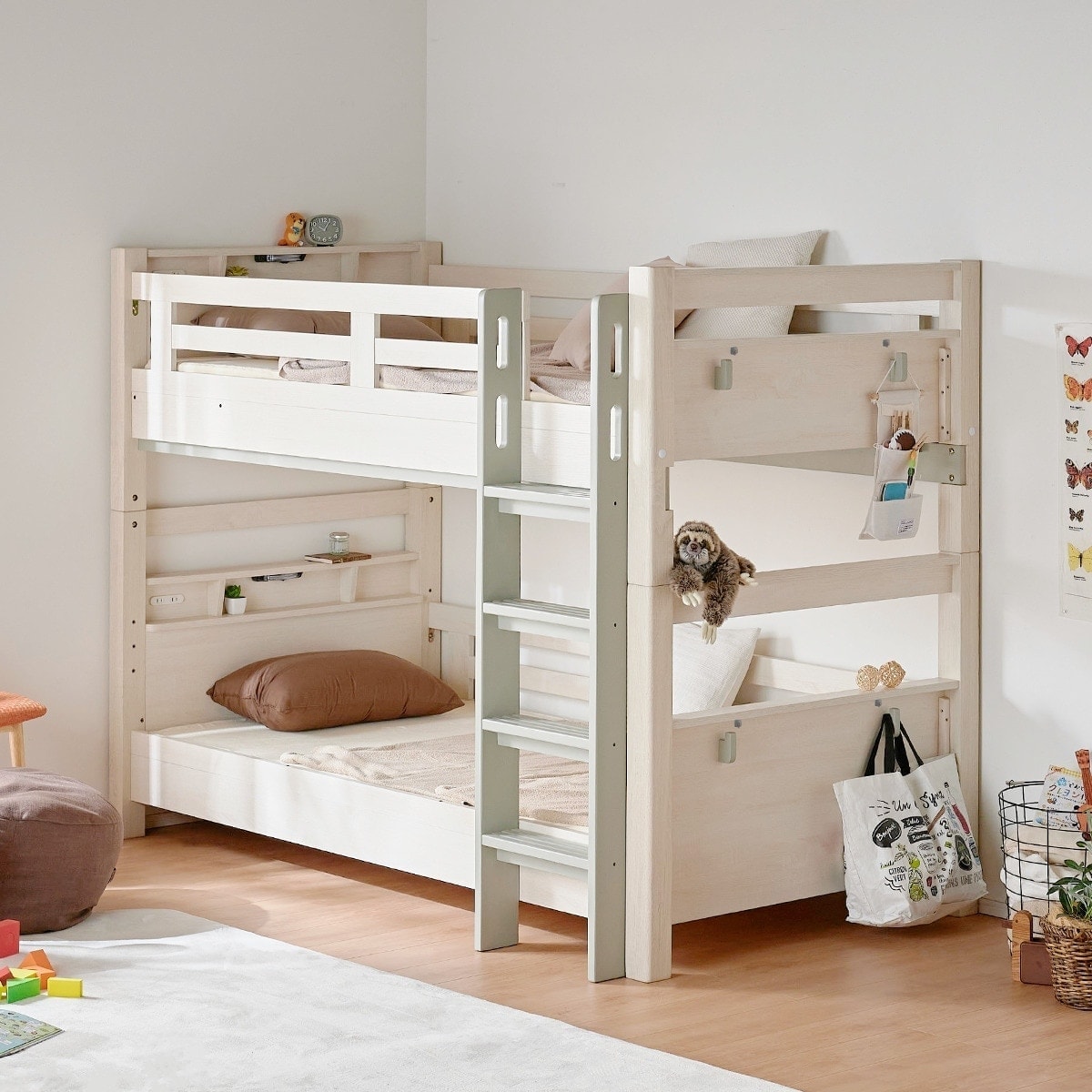 永く使える安心・頑丈2段ベッドマットレスセット(SK01WW/LGY/RG02VB