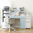 上棚付きコンパクトデスク + ワゴン + シェルフセット (ES23 WH/TBL) 2枚目画像