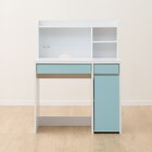 上棚付きコンパクトデスク + ワゴン + シェルフセット (ES23 WH/TBL) 9枚目画像