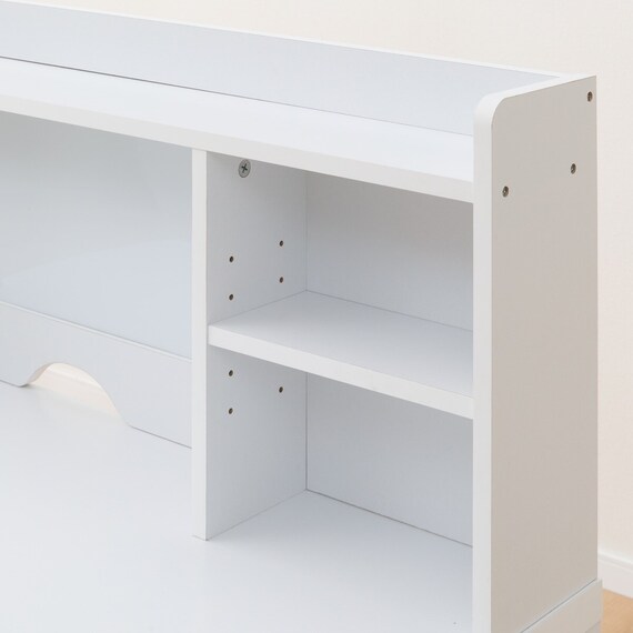 上棚付きコンパクトデスク + ワゴン + シェルフセット (ES23 WH/TBL) 16枚目画像