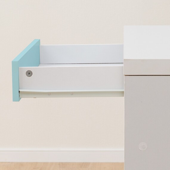 上棚付きコンパクトデスク + ワゴン + シェルフセット (ES23 WH/TBL) 22枚目画像