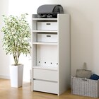 上棚付きコンパクトデスク + ワゴン + シェルフセット (ES23 WH/TBL) 30枚目画像