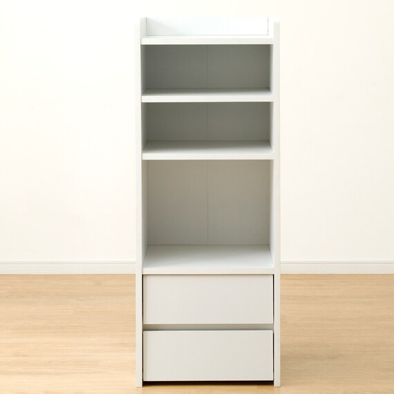 上棚付きコンパクトデスク + ワゴン + シェルフセット (ES23 WH/TBL) 31枚目画像