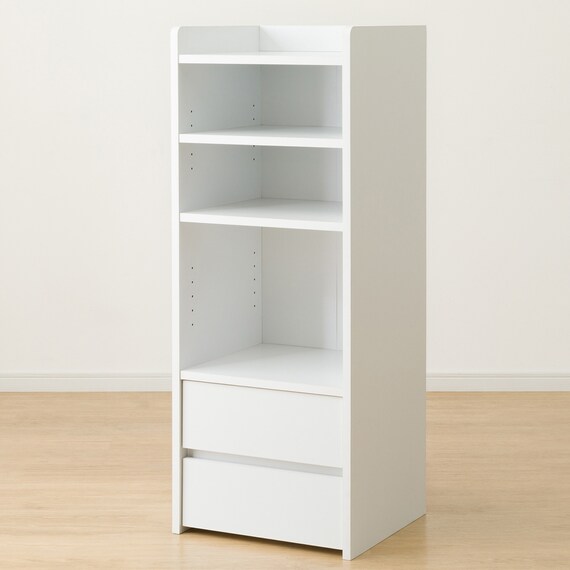 上棚付きコンパクトデスク + ワゴン + シェルフセット (ES23 WH/TBL) 32枚目画像