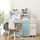 上棚付きコンパクトデスク + ワゴンセット (ES23 WH/TBL) 2枚目画像