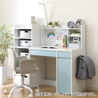 上棚付きコンパクトデスク＋シェルフセット(ES23 WH/TBL)
