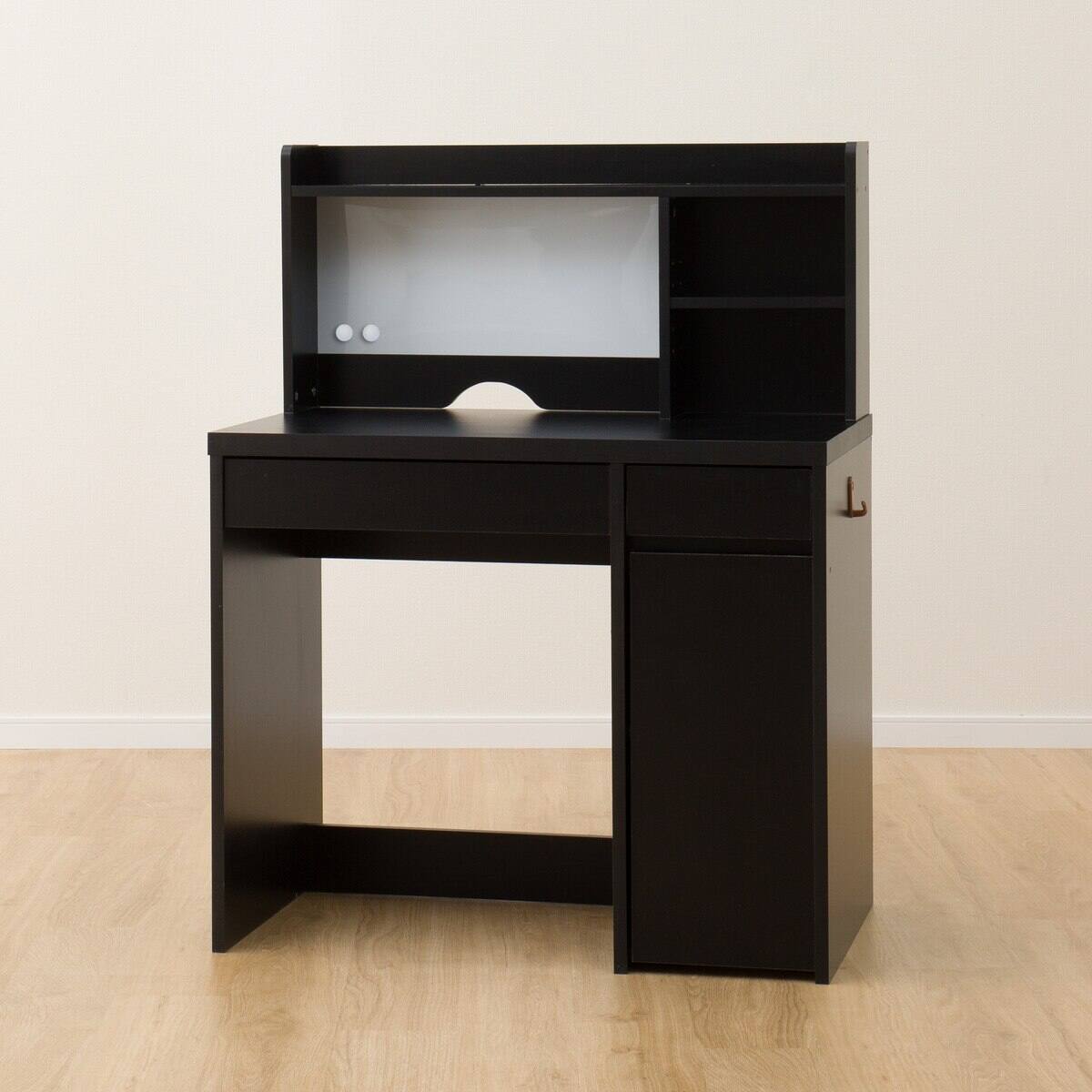 上棚付きコンパクトデスク + シェルフセット (ES23 BK) | ニトリネット